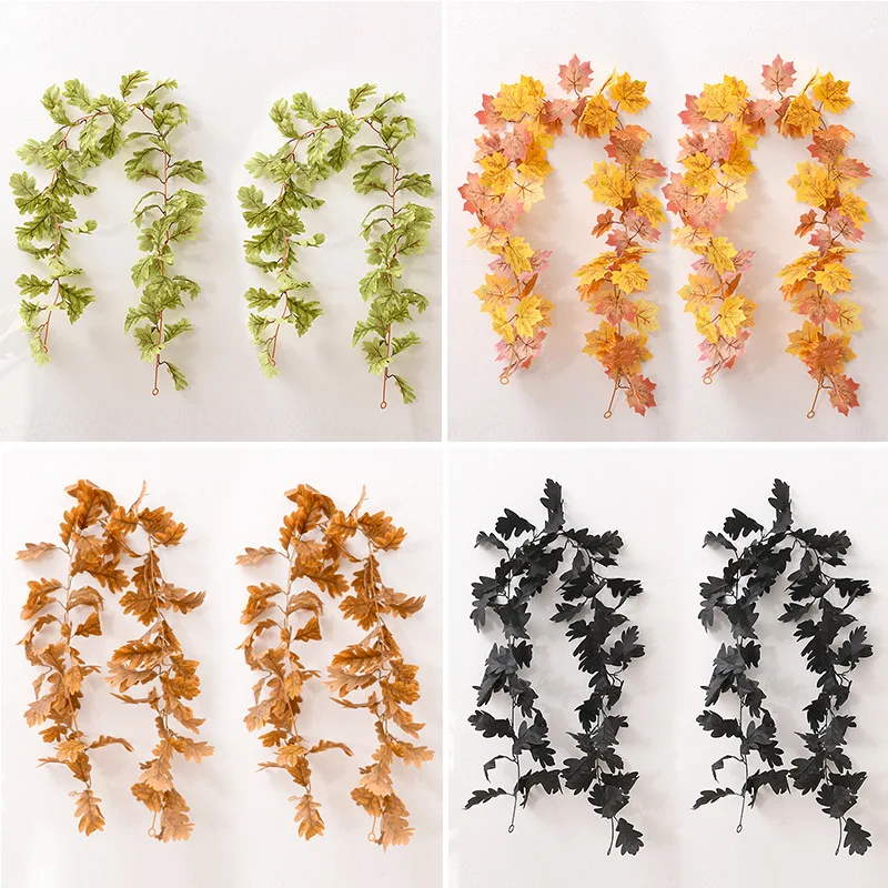 

1PC Wall Mounted Artificial Maple Leaf Rattan Black Halloween Autumn Series Home Wall Outdoor Garden Party Decoration