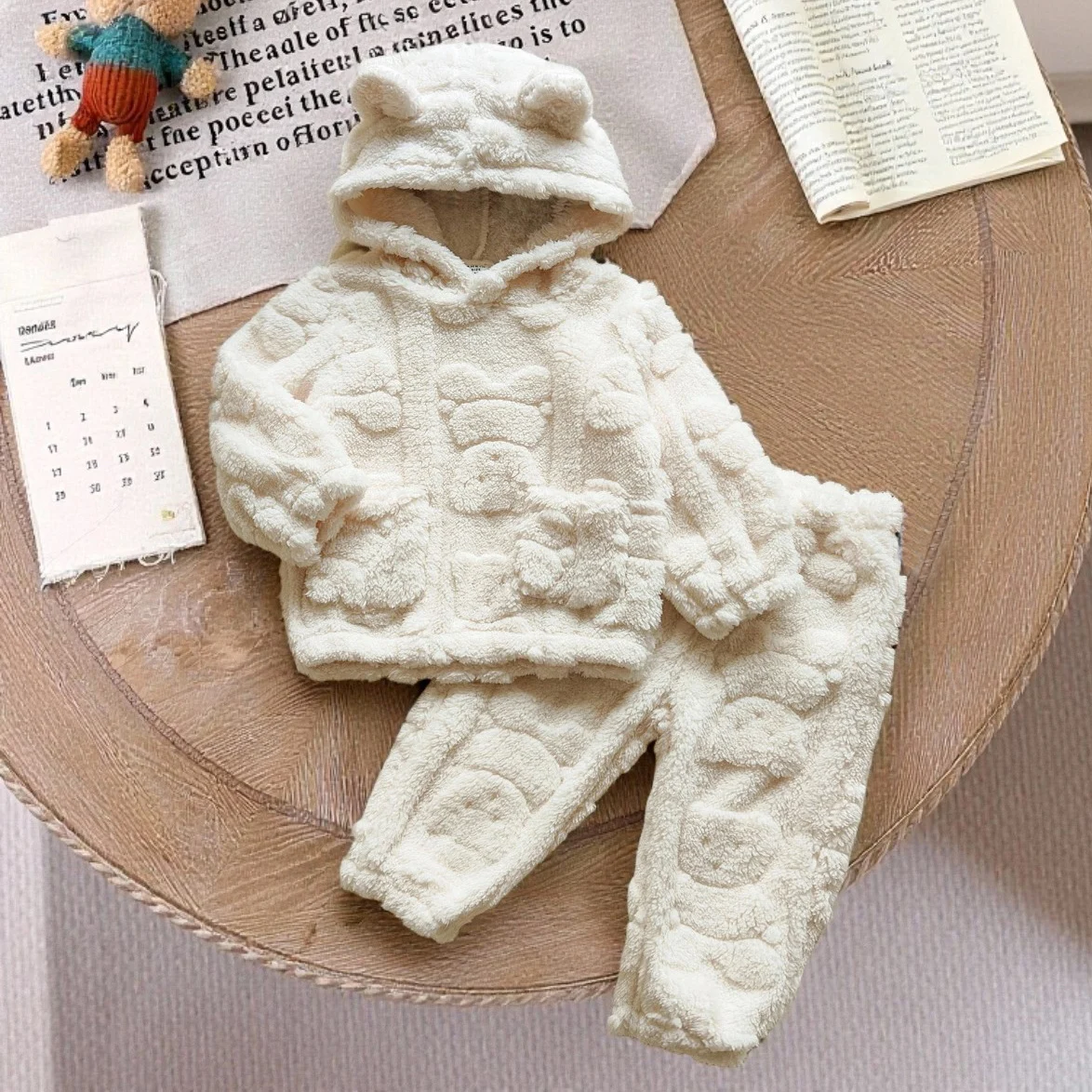 

Комплекты хлопковой одежды для маленьких девочек, осенне-зимний теплый свитшот из кораллового флиса для мальчиков с капюшоном + штаны, костюм из 2 предметов, костюм для детей 1–3 лет