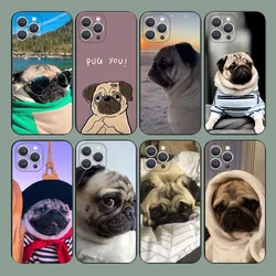 Pug Dog French Bulldog  Phone Case For iPhone 15,14,13,12,11,Plus,Pro Max,XS,X,XR,SE,Mini,8,7 Soft Silicone Black Cover