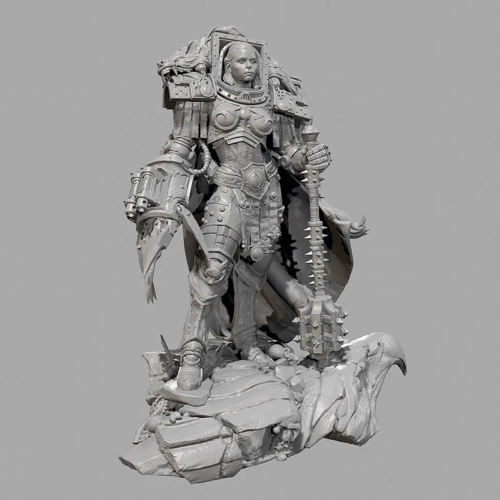 50mm 75mm 90mm Female General Warrior White Model Blank Sculpture DIY Coloring 3D Printed Figurines Miniatures view 2