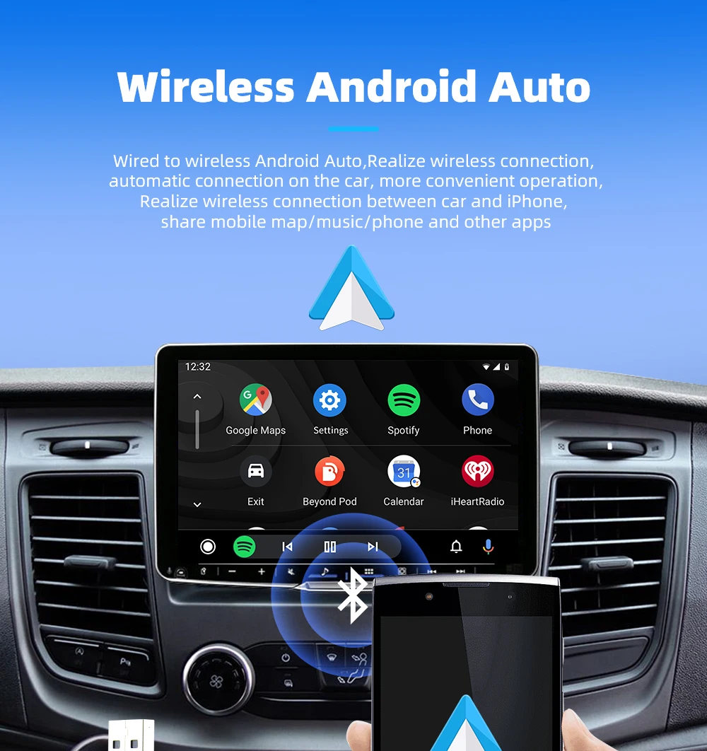 Wireless Android Auto Adapter Carplay WiFi 2in1 Smart Box Dongle 5.8Ghz For Toyota Hyundai Mazda Volvo Benz Audi Plug and Play