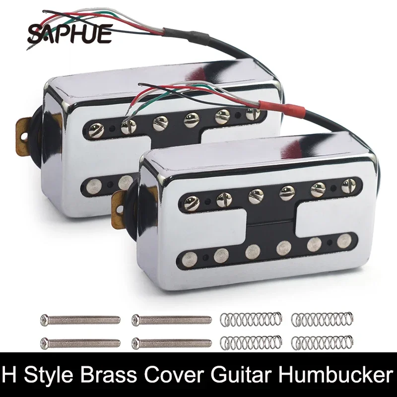 H Style Brass Cover Electric Guitar Pickup Coil Spliting Pickup Humbucker Dual Coill Pickup N7.5K/B15K Output Black/Chrome