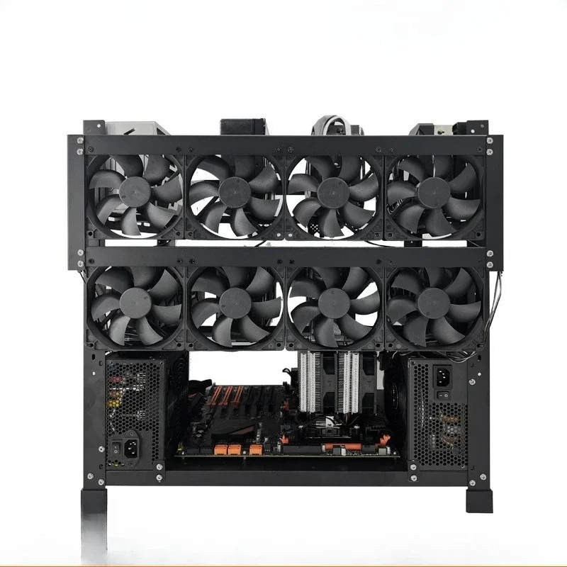 Stackable Open 6 Card 8 Card 10 Card 12 Card Fixed Rack Dual Power Multi-AI Graphics Card Rack