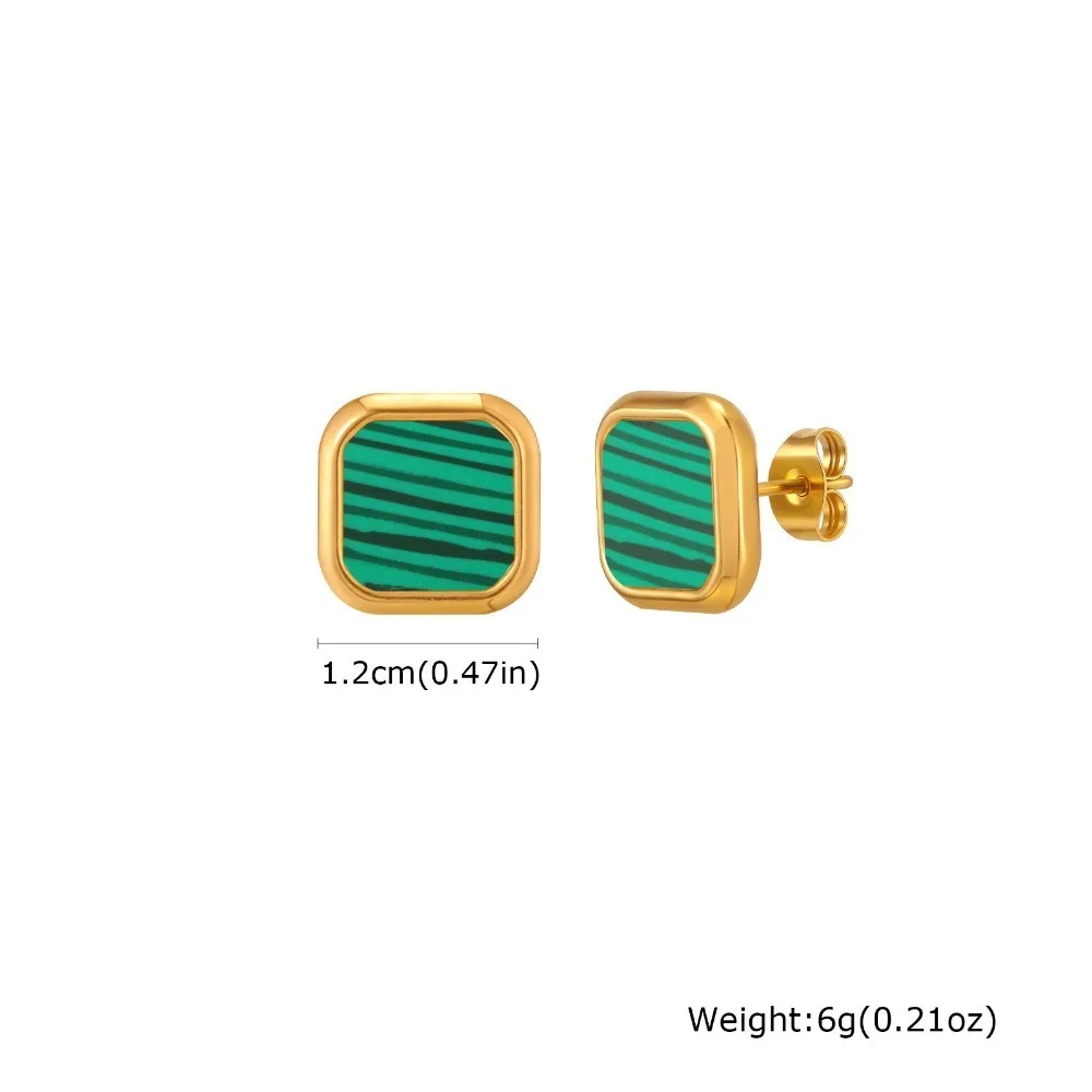 Tigrade العصرية الملكيت شل ساحة وأقراط للنساء الذهب اللون الفولاذ المقاوم للصدأ القرط الذكرى هدايا مجوهرات الحفلات #6