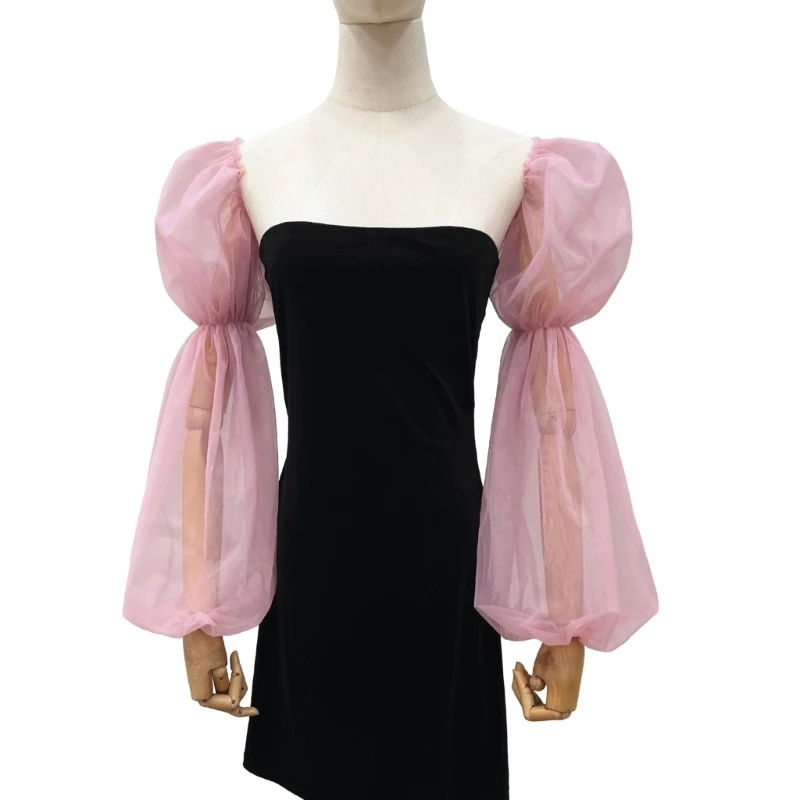 652F Tulle Arm Cover Long Sleeve for Bridal Gown Dress Decorative Sleeves Shirt Bishop Sleeve Dress Decorative Long Sleeve image 5