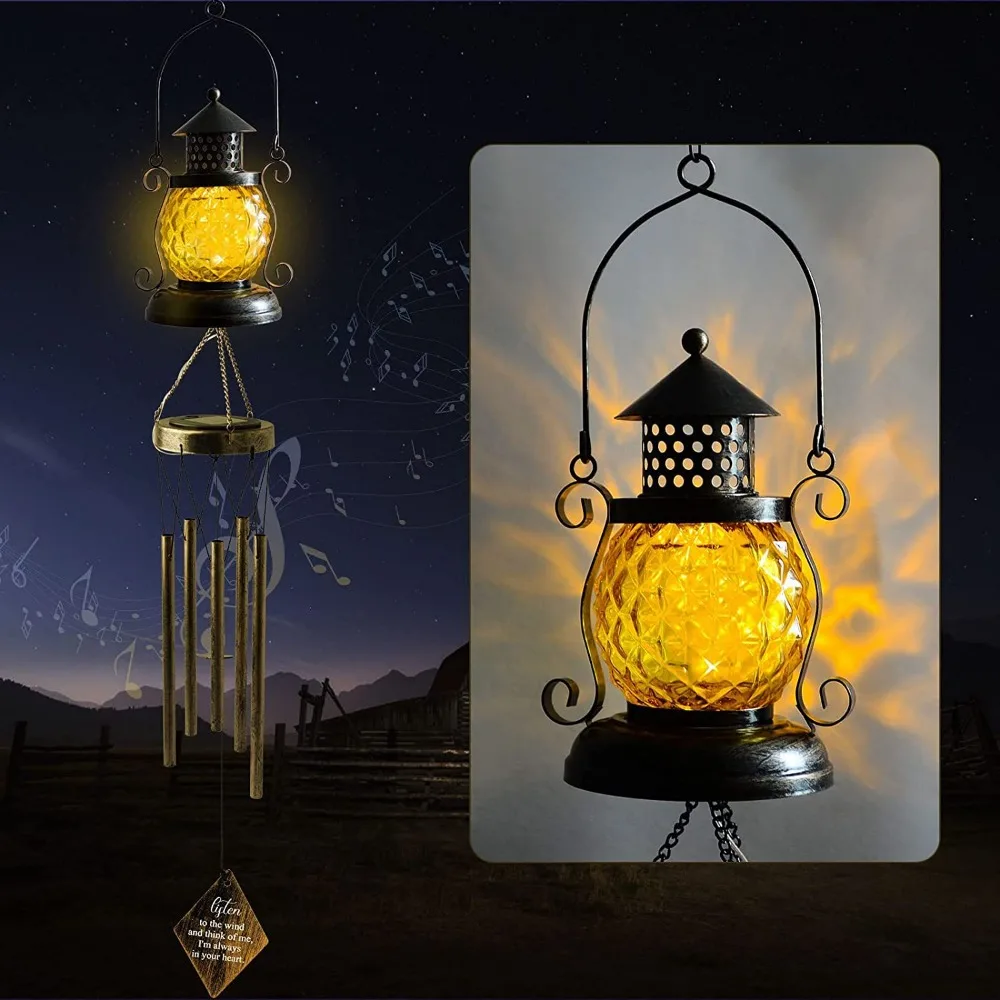 LED Solar Wind Chimes Waterproof Color Changing Outdoor Hanging Lights for Garden Patio Yard Lawn Decor