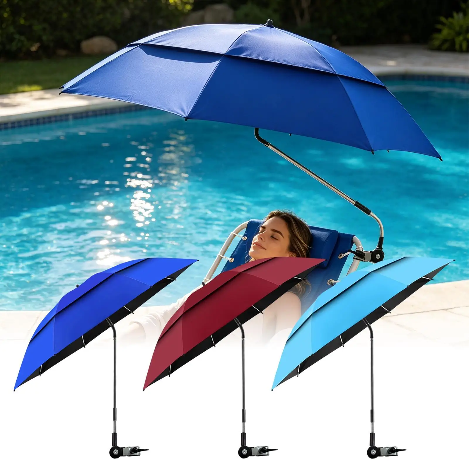 Adjustable Outdoor Sunshade Umbrella UV Protection Fishing Camping Beach Chair Umbrella Multi-functional Long Handle Umbrella