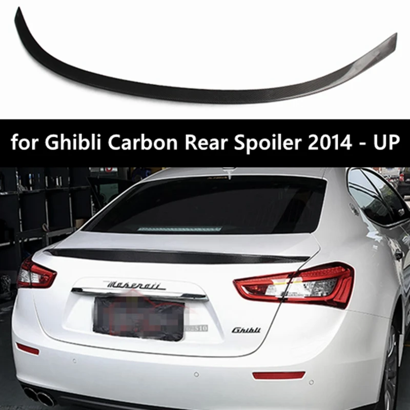 For Maserati Ghibli Carbon Fiber rear spoiler Rear trunk wing Gloss Black Novitec Style for Ghibli Carbon Rear Spoiler 2014 - UP