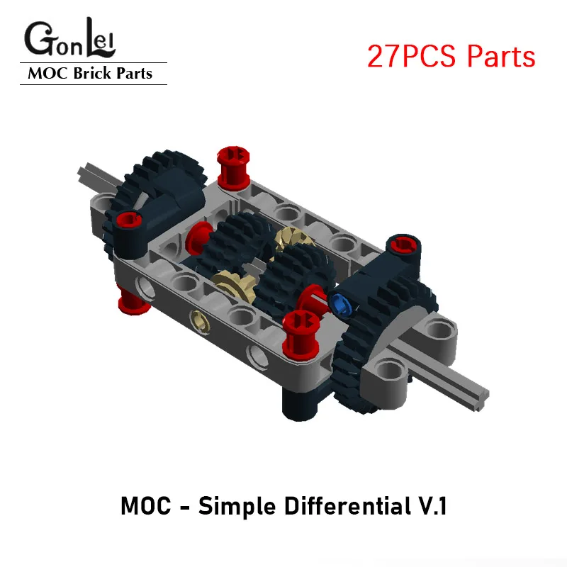 MOC-piezas de bloques técnicos, conjunto de engranaje diferencial enmarcado, 65413, 65414, construcción de caja de cambios para bloques de coches, chasis de dirección, Juguetes DIY