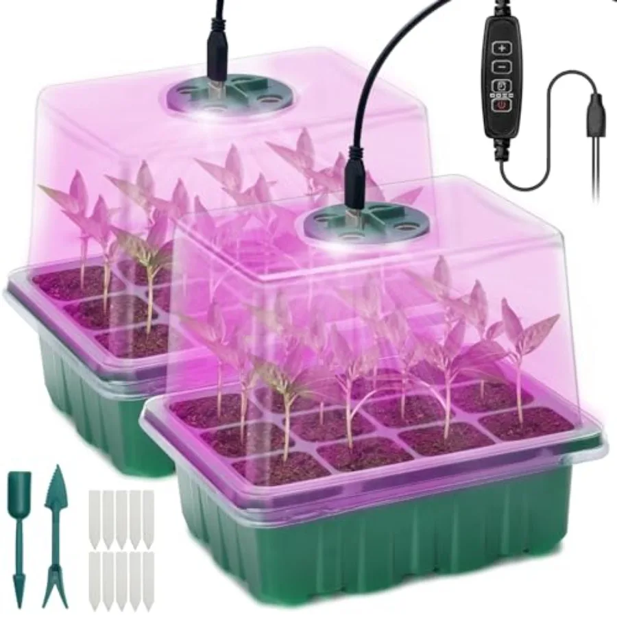 

Seedling tray with timed grow light & humidity dome, fast germination for indoor use