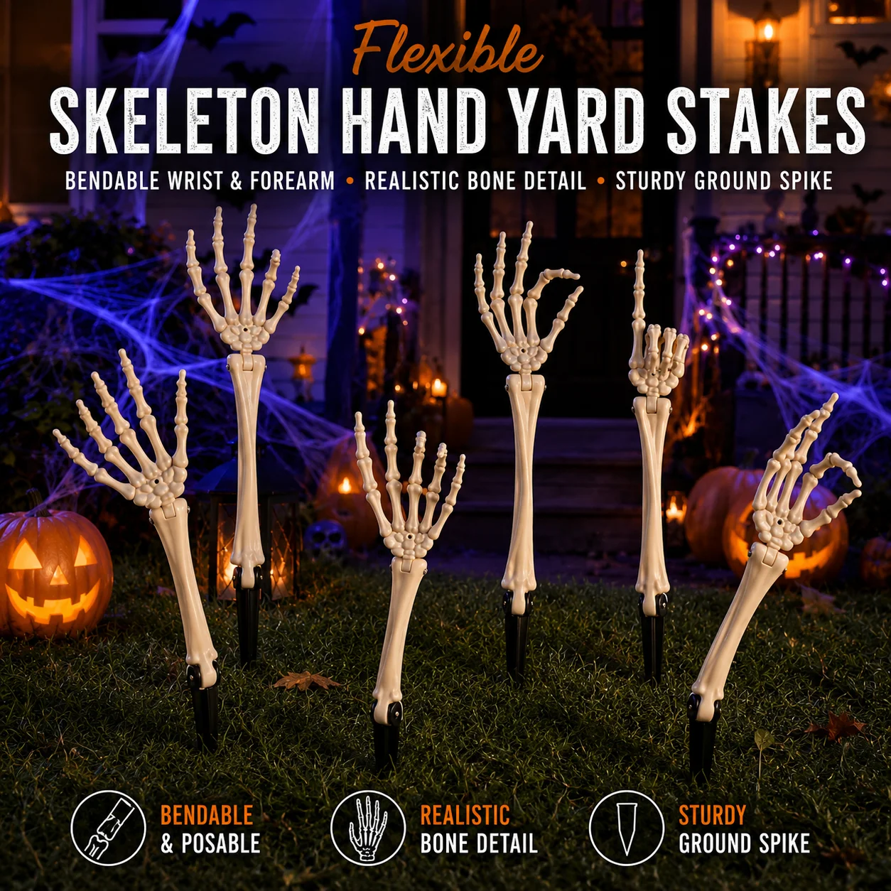 Poseable Skeleton Hand Garden Stake Sculpture