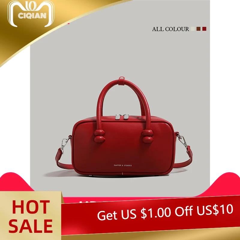 

New Brand Letter Square Bag Red Bowling Bag Luxury Ladies Lmitate Handbag Trendy Shoulder Crossbody Boston Bag Luxury Designer