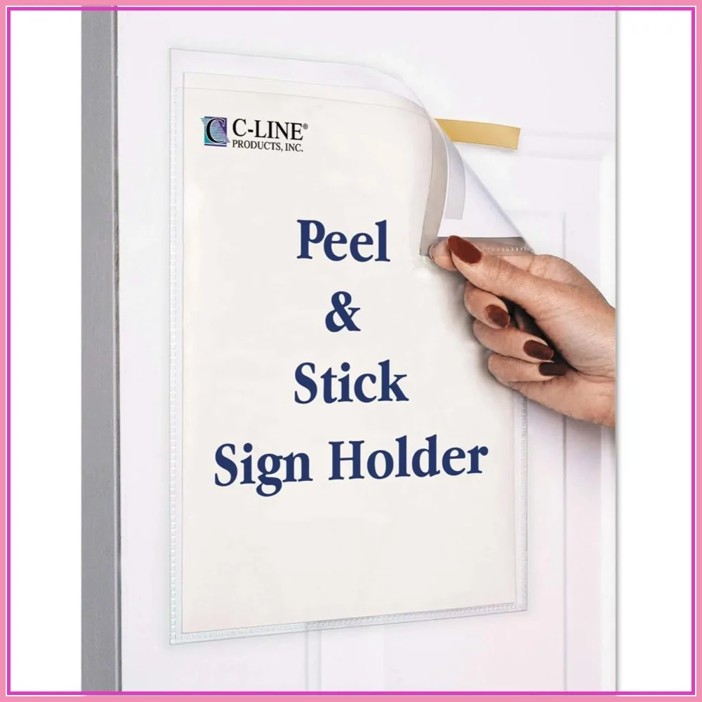 

C-Line Peel and Stick Display Pockets, Clear, 8.5x11 Inches, 10 Pack