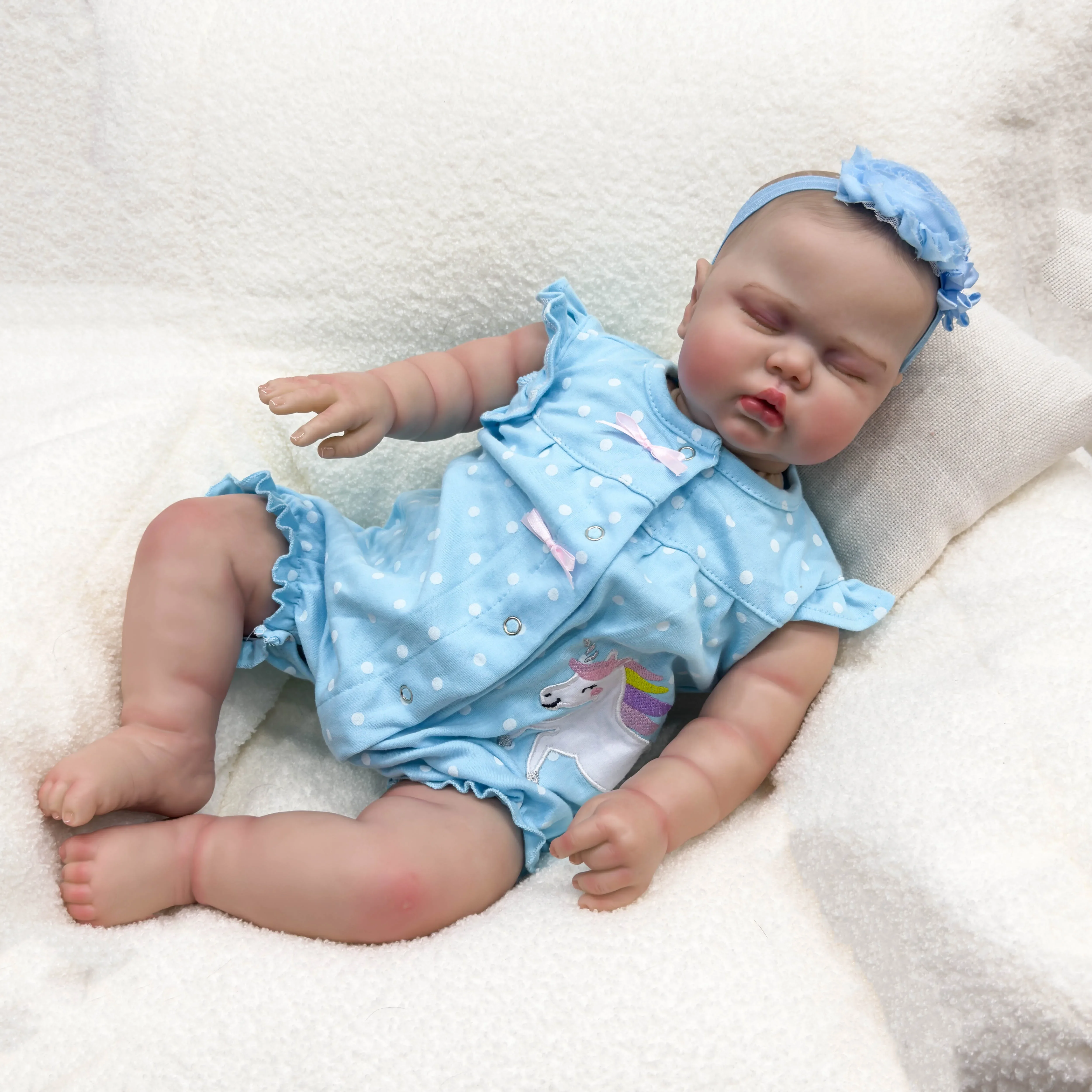 

NPK 24Inch Sleeping pickle in Soft Cloth Body Lifelike Reborn Toddler Hand painted Hiar Cuddly Baby Doll Baby