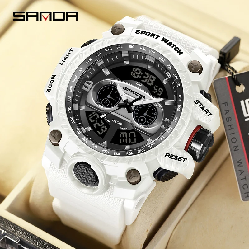 

SANDA G Style New Men's Watches 50M Waterproof Sports Military Quartz Watch For Male LED Digital Electron Wristwatch Clock