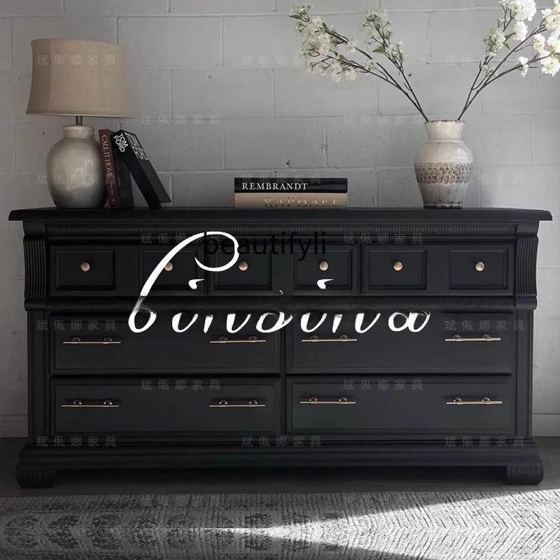 

French Retro Solid Wood Chest of Drawers/Antique Style Living Room Storage Cabinet/Bedroom Organizer