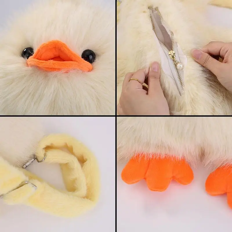 Pluche rugzak Reisrugzak Eend pluche knuffel Modieuze schoudertas met verstelbare riem voor reizen, winkelen, school