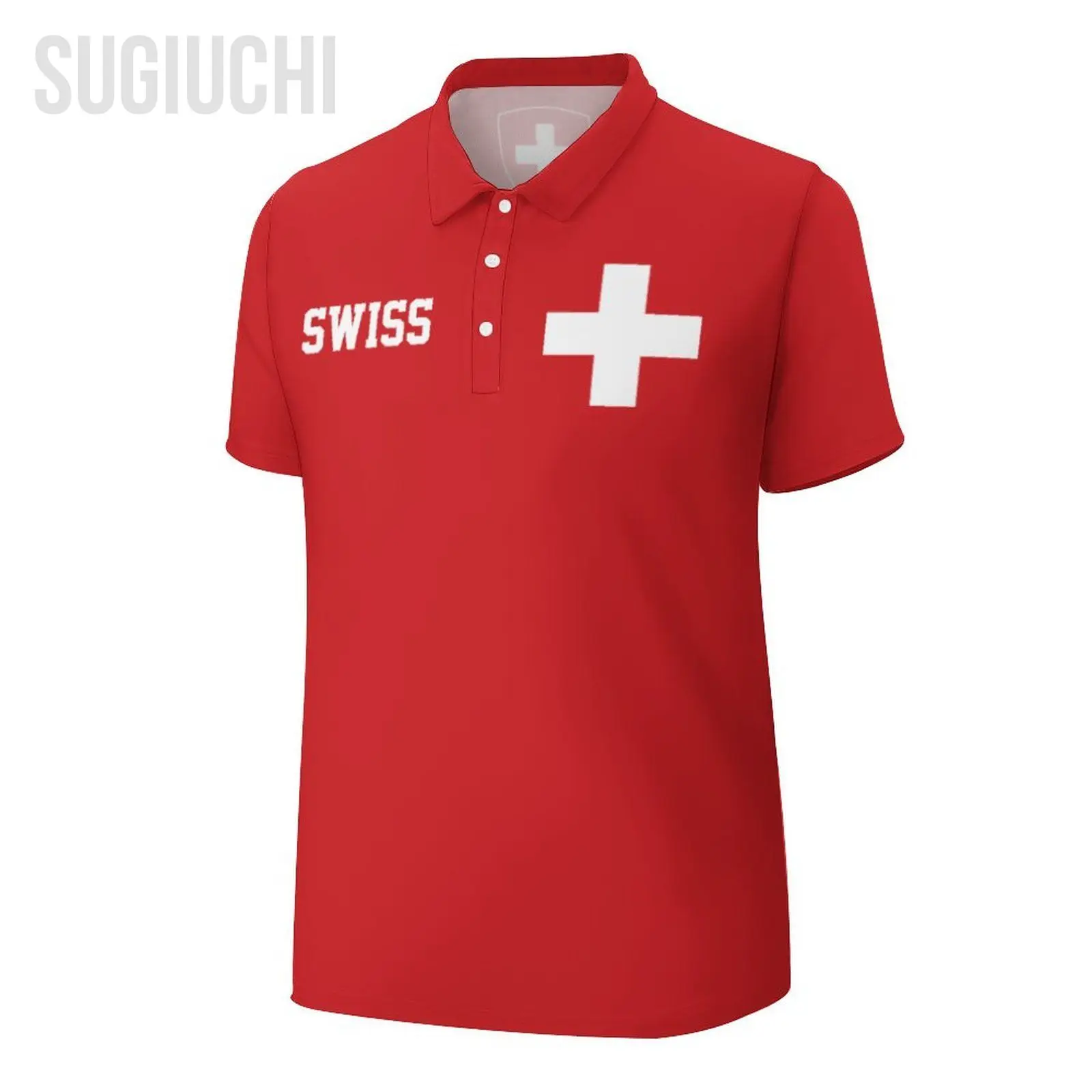 Unisex Polo Shirt Switzerland Flag Swiss Suisse 3D Print Man Polo Fashion Clothing Tracksuits Short Sleeves