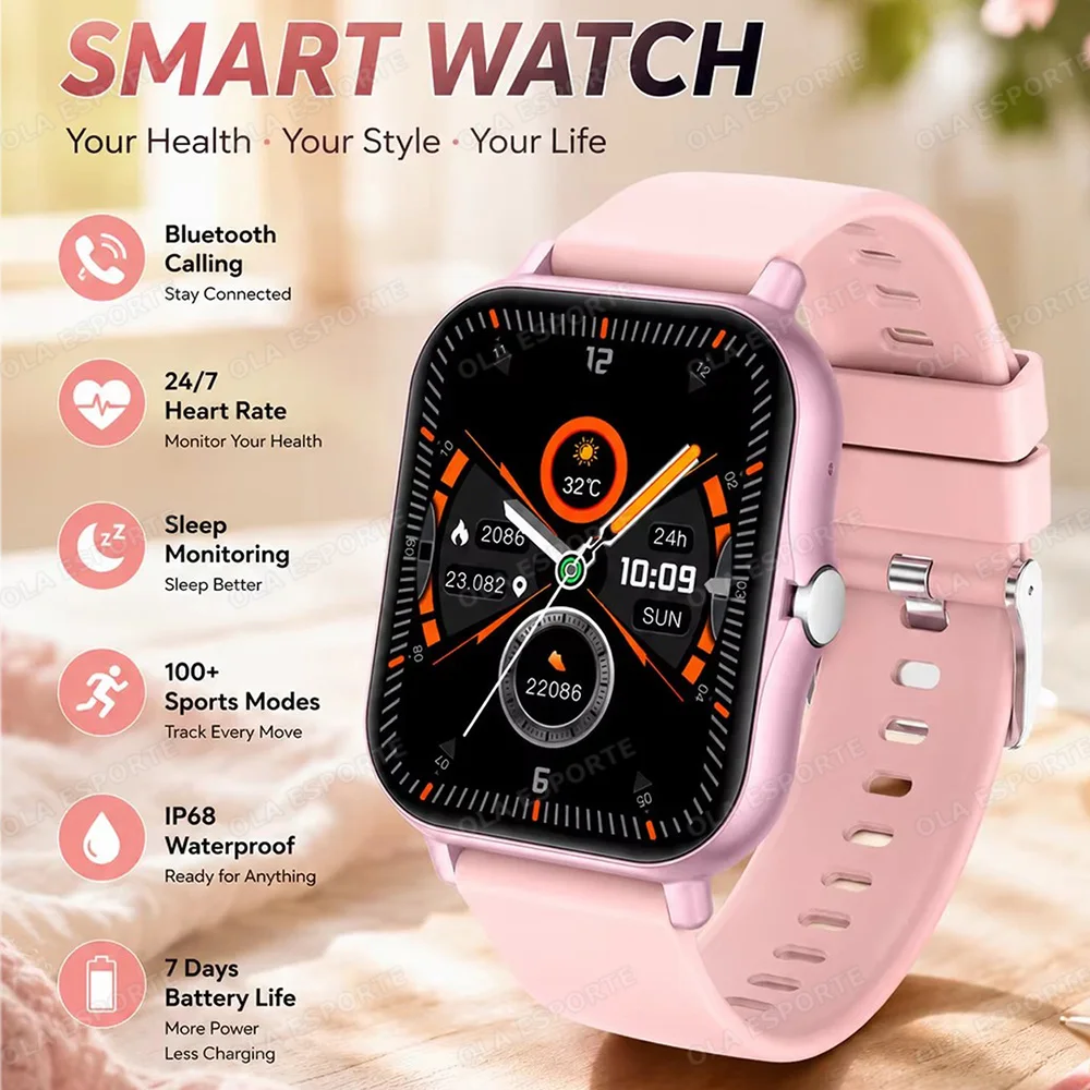 New Smart Watch 2026 Heart Rate Smart Message Reminder Custom Watch Faces Health Monitoring Wireless Call Sports Smartwatch HW12