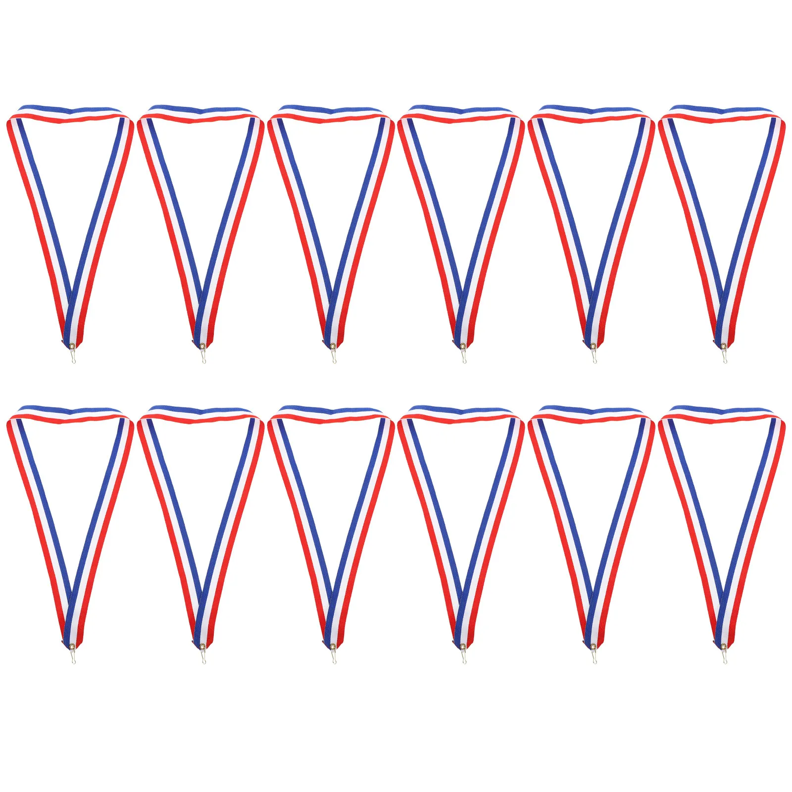 

12pcs Medal Ribbon for Awards Neck Triangle Red White Blue 2.2 Multi function Sports Competition Alloy Lanyard Accessory