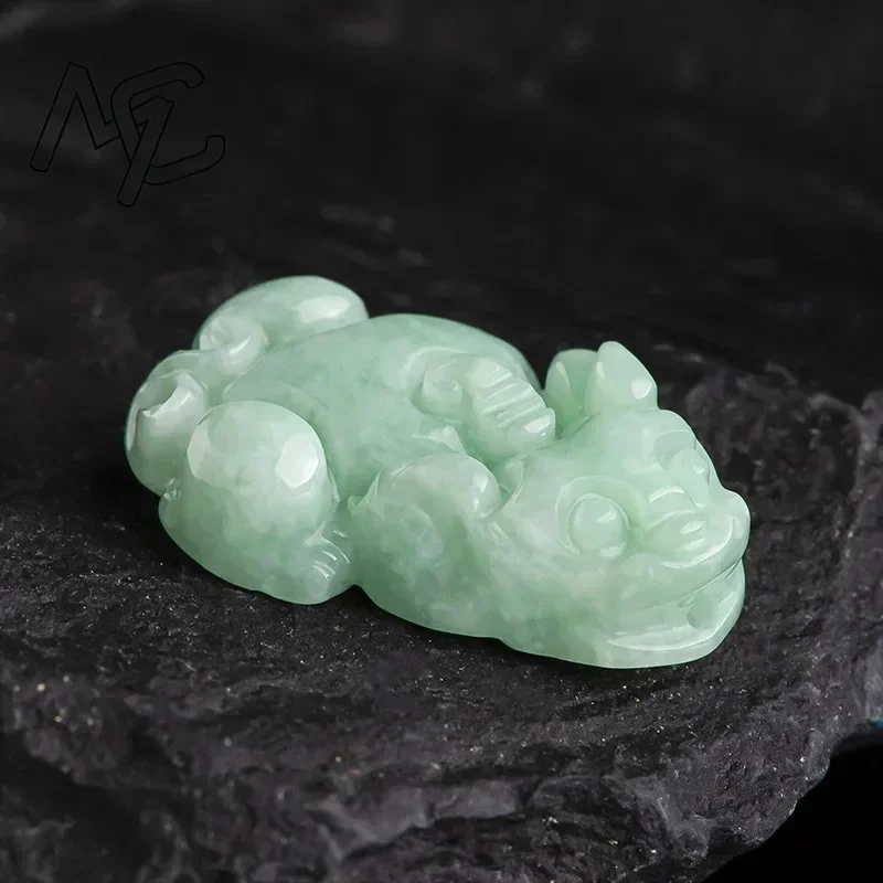 5pc Burmese Jade Pixiu Handmade Accessories DIY Bracelet Pendant Jadeite Gifts for Women Amulets Natural Emerald Jewelry Gifts