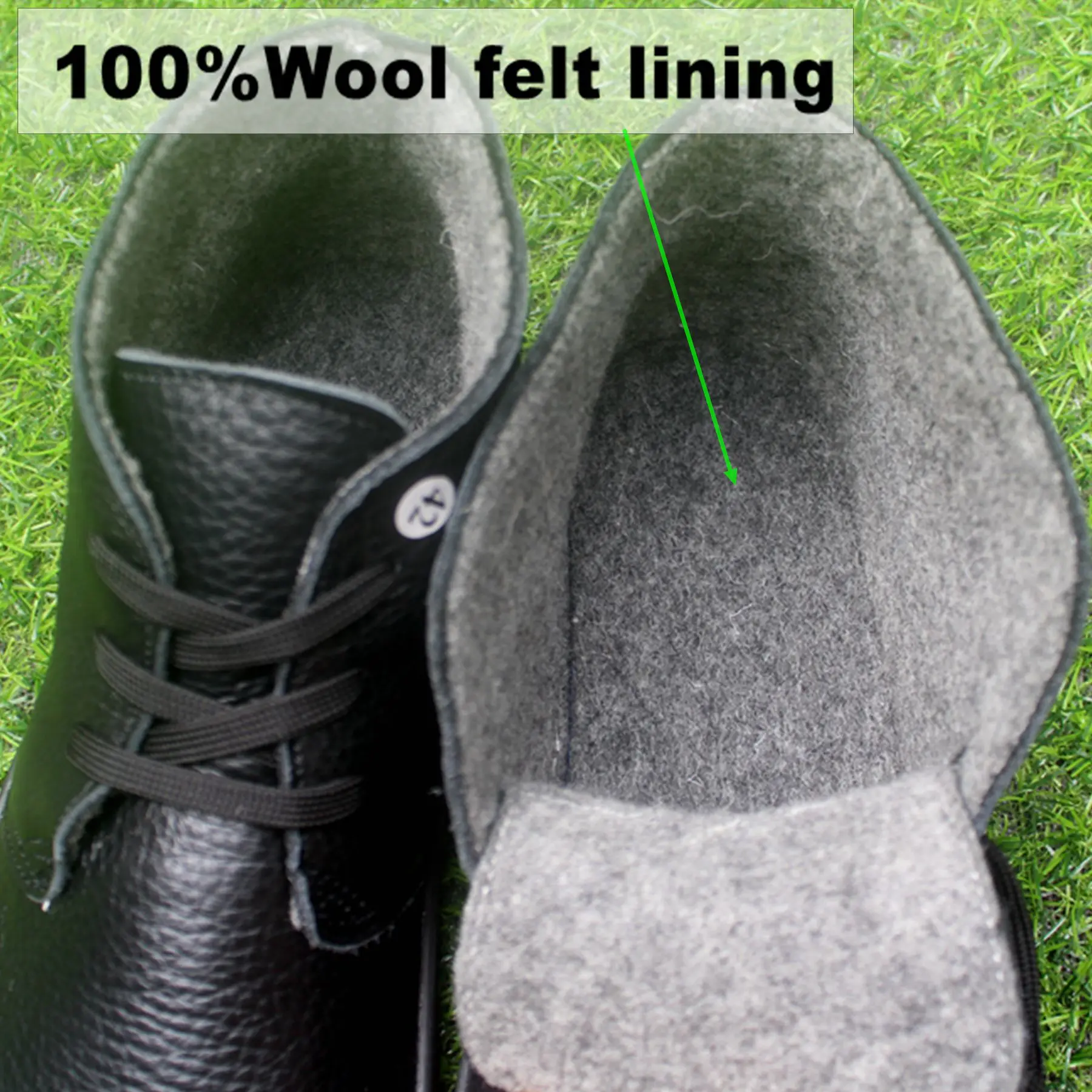 Genuine Leather Barefoot Leather Autumn/Winter Boots, 100% Wool felt lining, suitable for both men and women Zero Drop Sole Ligh