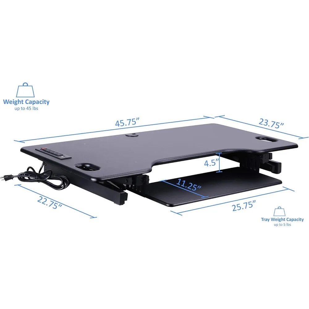 محول مكتب قائم قابل للتعديل مع شاحن USB تيار متردد، ذراع تثبيت شاشة مزدوجة - حامل مريح للجلوس ثلاثي الشاشة Solu #4