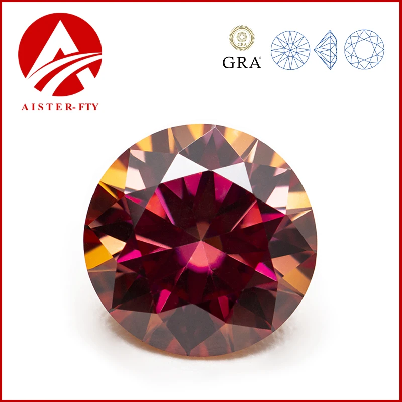 Rainbow Red Moissanite Stone Round Cut 0.5-5.0ct VVS1 Certified Moissanite Loose Diamonds Pass Tester with GRA Certificate