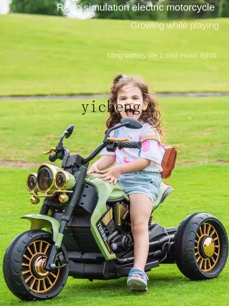 Triciclo de motocicleta eléctrica XL para niño y niña, coche de batería para bebé, juguete de carga, coche de Control remoto