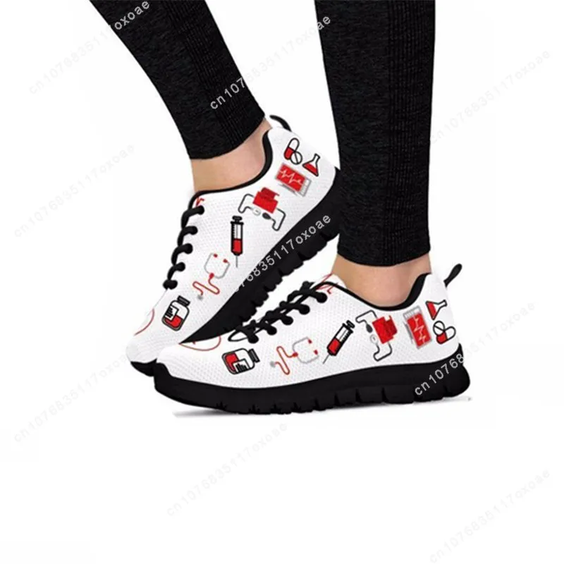 Shoes Women Flats Shoes Fashion Design Nurse Heart Print Casual Women's Sneakers Female Footwear Comfortable Zapatos New