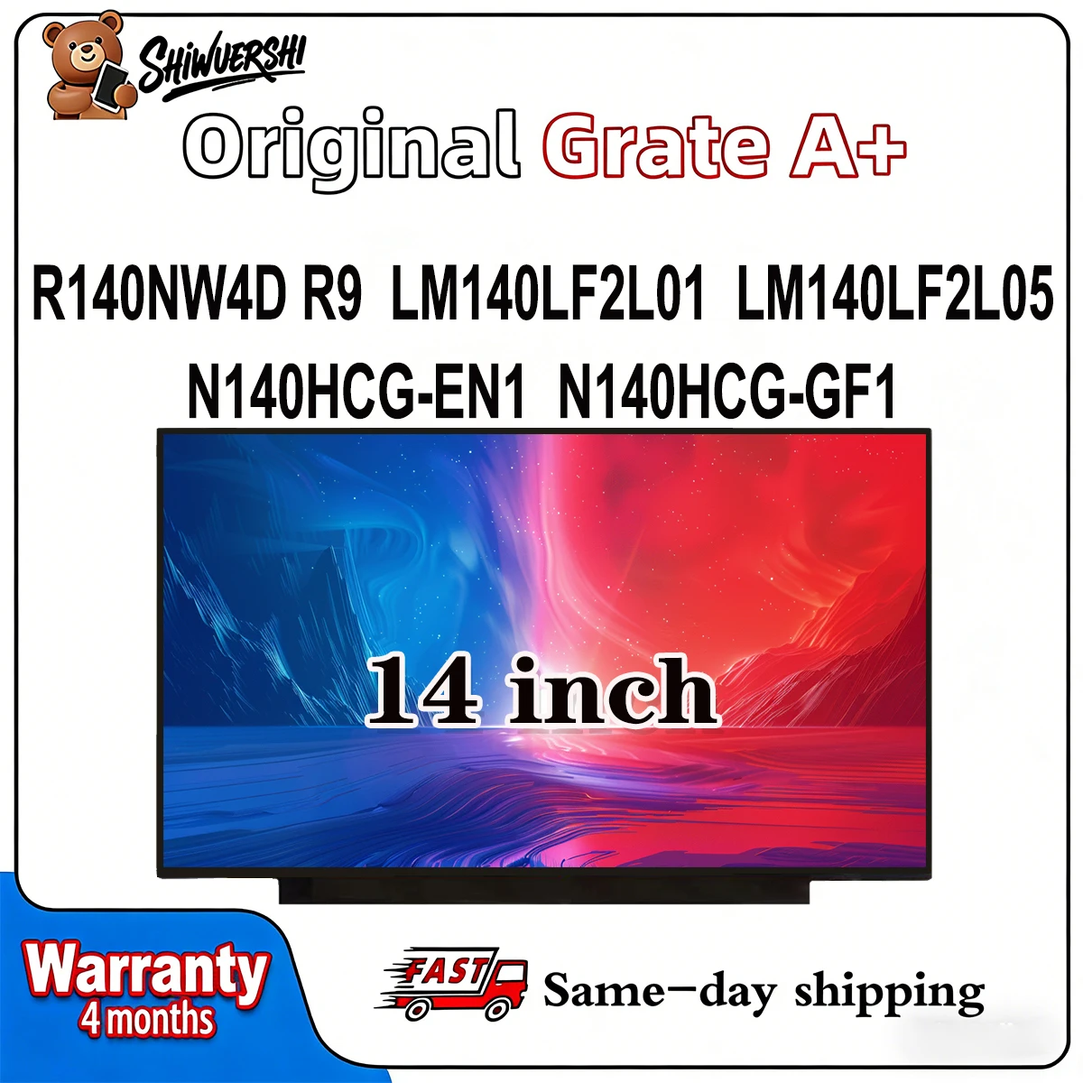 

Original New A+ 14 inch Slim Laptop Lcd Screen Panel R140NW4D R9 LM140LF2L01 LM140LF2L05 N140HCG EN1 N140HCG GF1