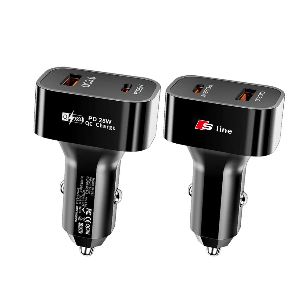 PD 25W QC3.0 Auto-Handy-Ladegerät USB Schnellladestation Reiseadapter für Audi SLINE A3 B8 B7 S6 C6 S5 A5 Q3 A8 C2 RS TT RS3