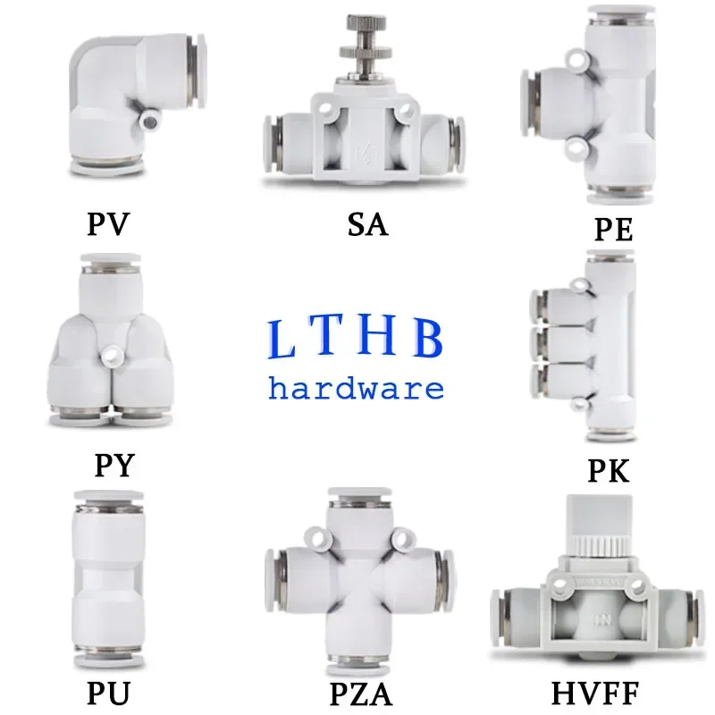 Pneumatic Connectors Air Hose Fittings PU PY PE White High-grade Joint Push Into Pipe 4/6/8/10/12mm Air Quick Release Connector