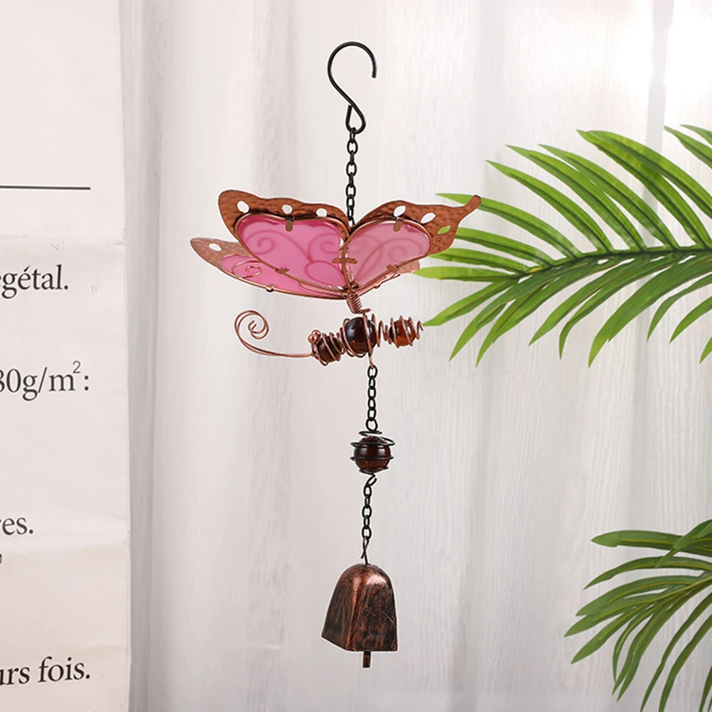 

Butterfly Luminous Wind Chime Bell Glowing Garden Hanging Decor Yard Night Light Acrylic Aluminum Alloy Home Style