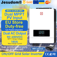 10.2KW Dual Output On Off Grid Solar Inverter 48VDC to 230VAC With BMS Ports Dual MPPT PV Input Pure Sine Wave Hybrid Inverter