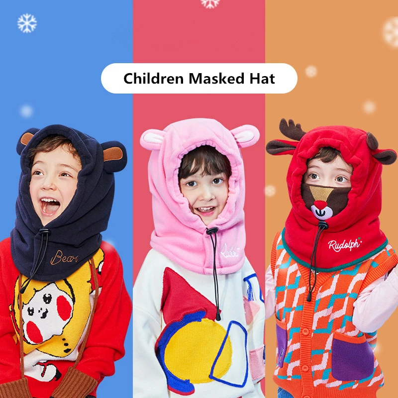 Kids Winter Fleece Warmer Balaclava Cap Thermal Tactical Military Helmet Windproof Full Face Mask Cover Ski Beanies For Boy Girl images - 6