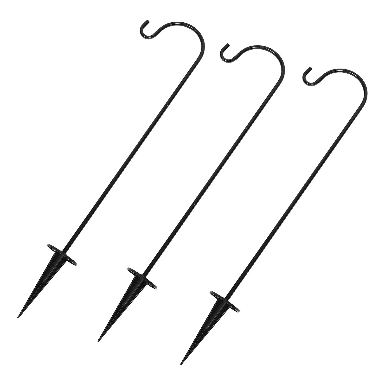 

3pcs Iron Garden Hooks Outdoor Shepherd Hook Metal Hangers Courtyard Decor Plant Stand Gardening Tool Retro Style Universal