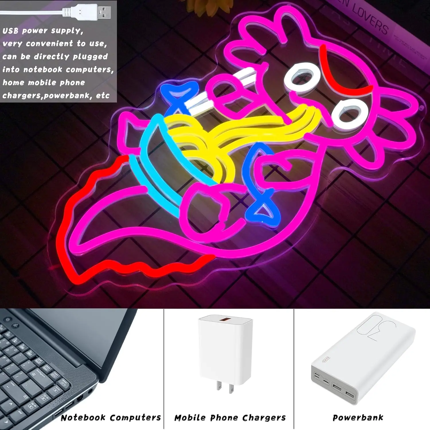 Axolotl رامين النيون لتزيين الحائط LED أنيمي النيون علامات لمطعم اليابان المنزل جدار الفن المطبخ Pu