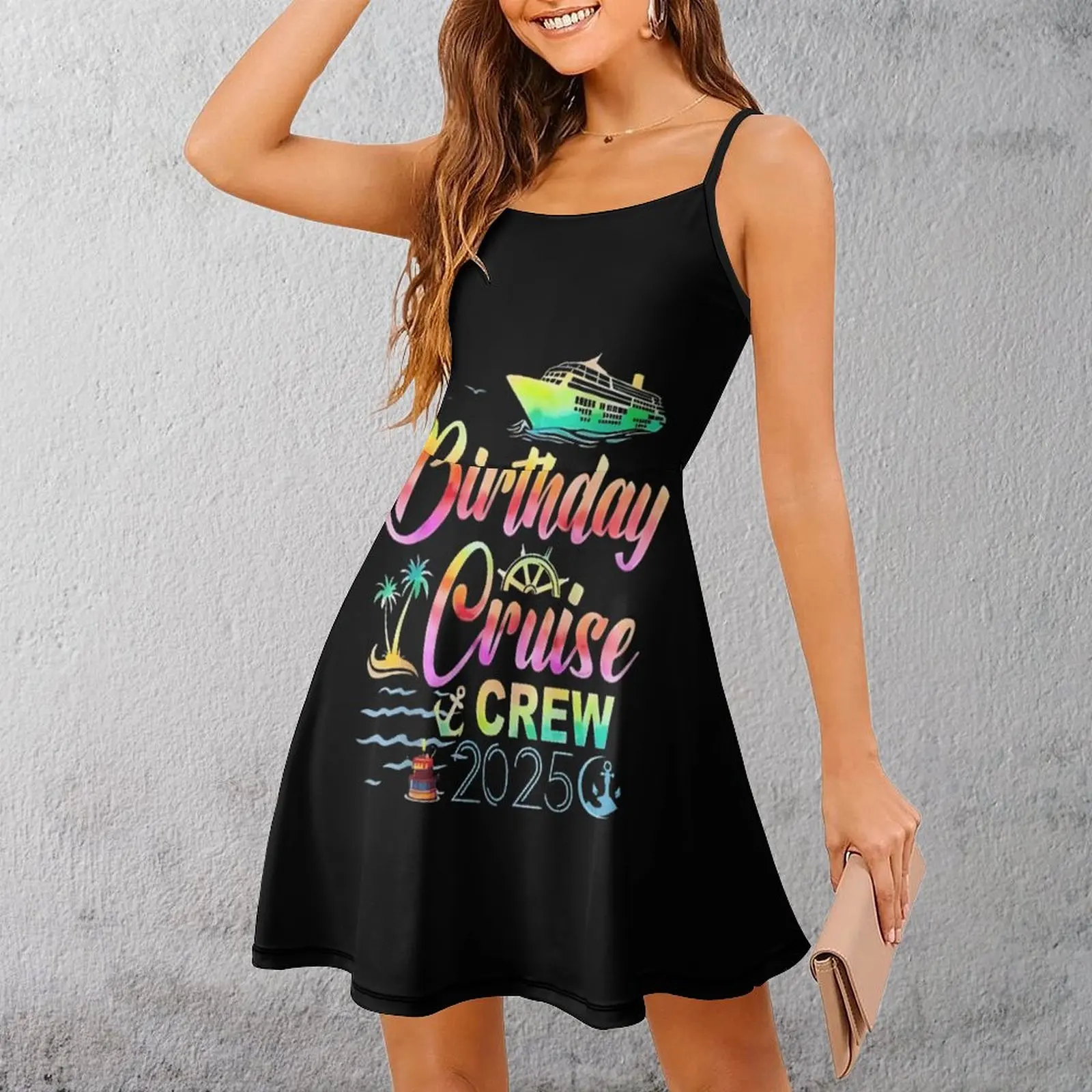 

Exotic Birthday Cruise Crew 2020 Graphic Cool Women's Sling Dress Woman's Clothing Funny Novelty Clubs The Dress