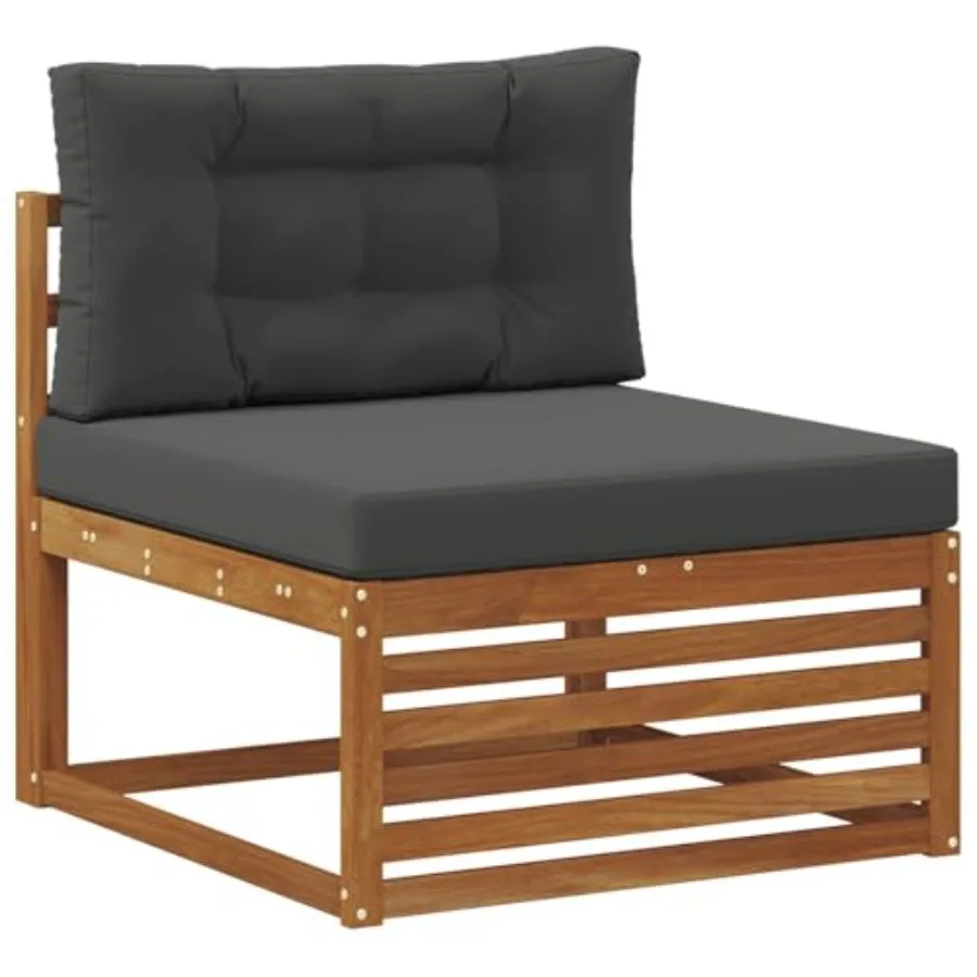 Outdoor Middle Sofa Solid Acacia Wood Natural Balcony Furniture for Modern Garden Use Elegant Outdoor Setup with Weather-Resist