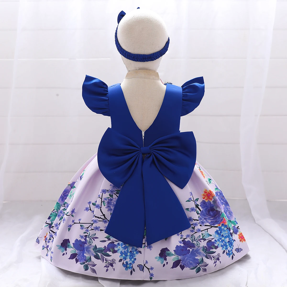 Summer Bow Party Baby Girls Dresses Elegant Flower 1st Birthday Wedding Dresses for Girl Gala Host Princess Evening Prom Costume