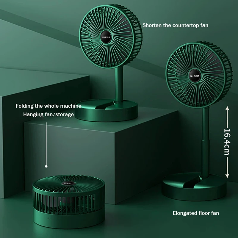 Miniventilador eléctrico plegable para escritorio, dispositivo pequeño retráctil con carga USB portátil, bajo nivel de ruido, duración en espera, 1