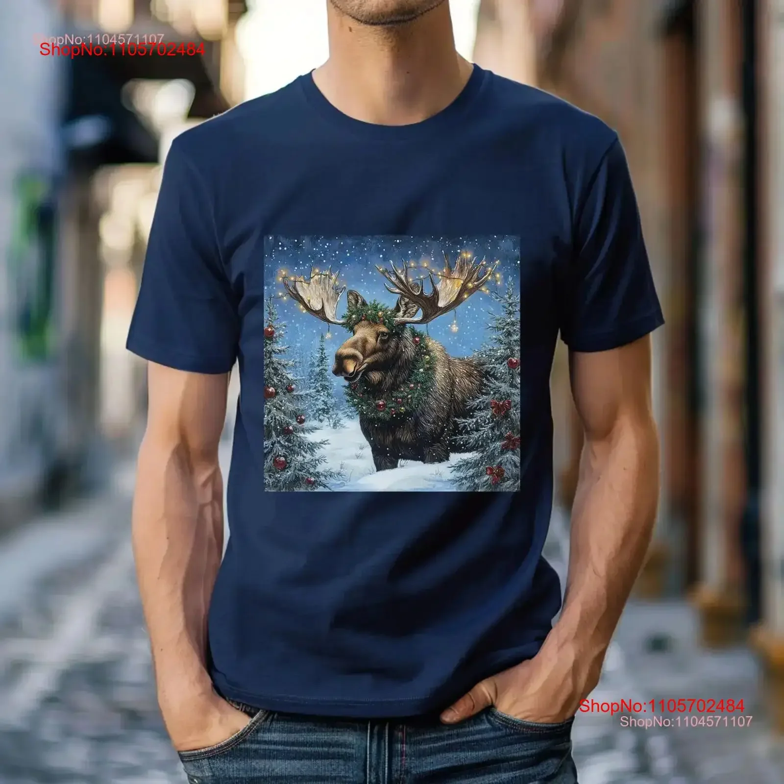 Enchanted Winter Moose T Shirt Christmas Theme Animal Art Lover Casual Ideas vintage Washed graphic Comfortable