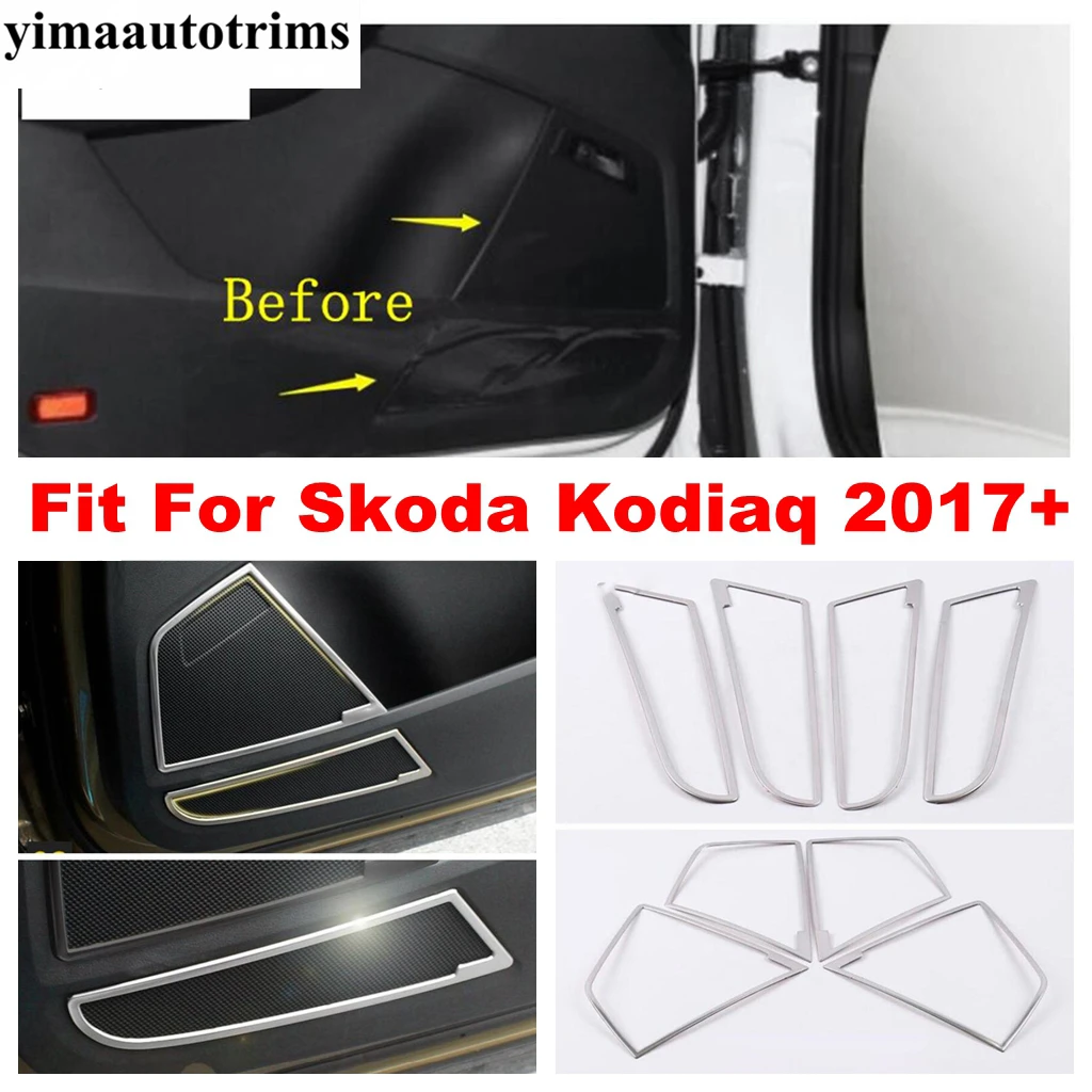 

Stainless Steel Accessories Fit For Skoda Kodiaq 2017 - 2023 Car Door Stereo Speaker Audio Sound Loudspeaker Frame Cover Trim