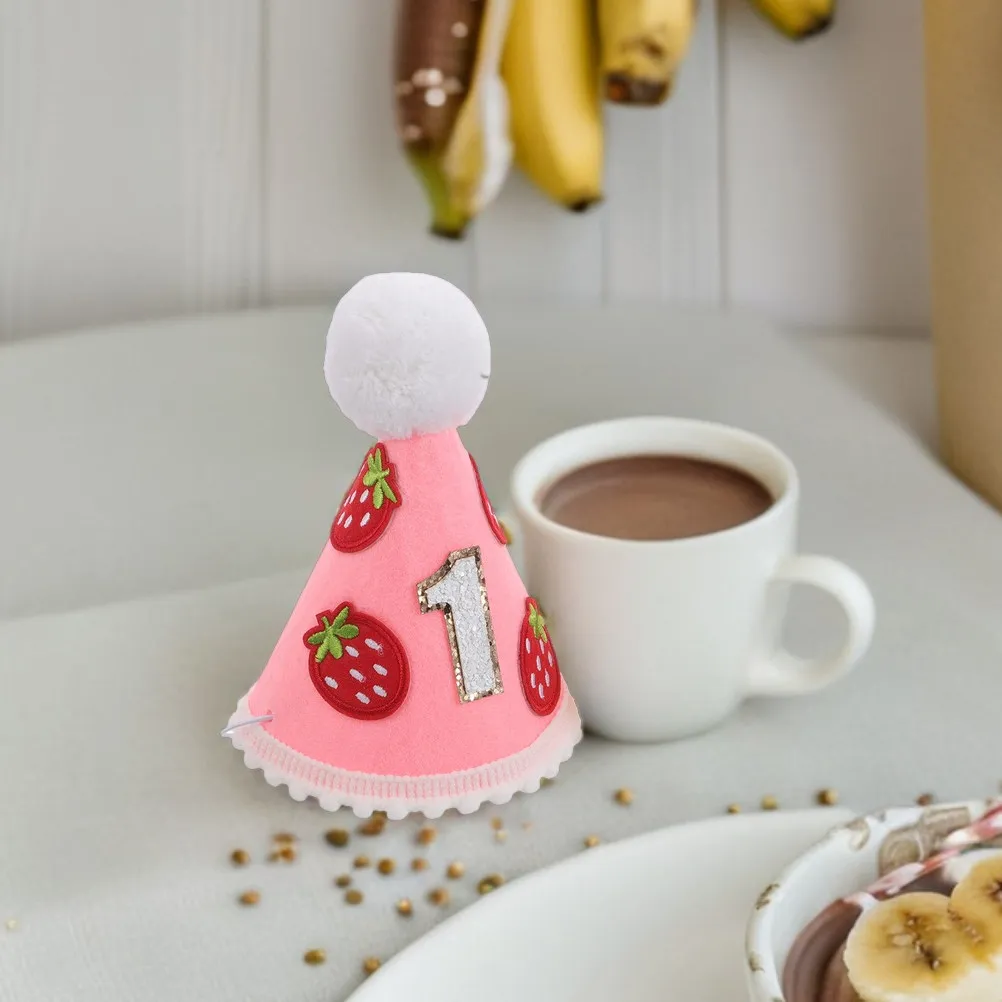 

2Pcs Baby Crown Hat First Birthday Photo Prop Felt Infant Headband Party Accessory Cake Smash Backdrop Decoration Newborn