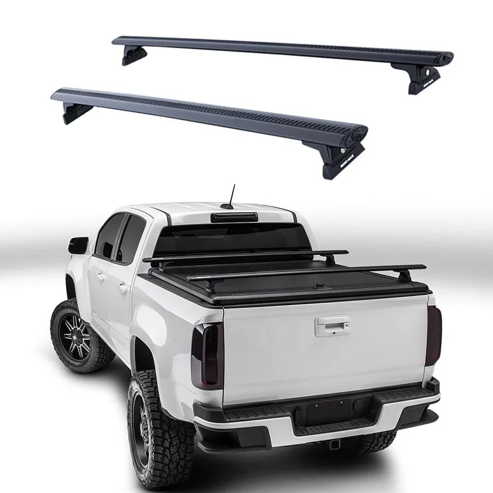 Wholesale 4x4 auto parts universal roof rail adjustable aluminum alloy pickup truck rear bed luggage roll cross bar with lock