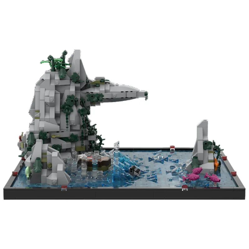 Chased By Mosasaurus MOC Building Blocks Prehistoric Sea Monster Dinosaur Attack Scene DIY Brick Set Desktop Collectible