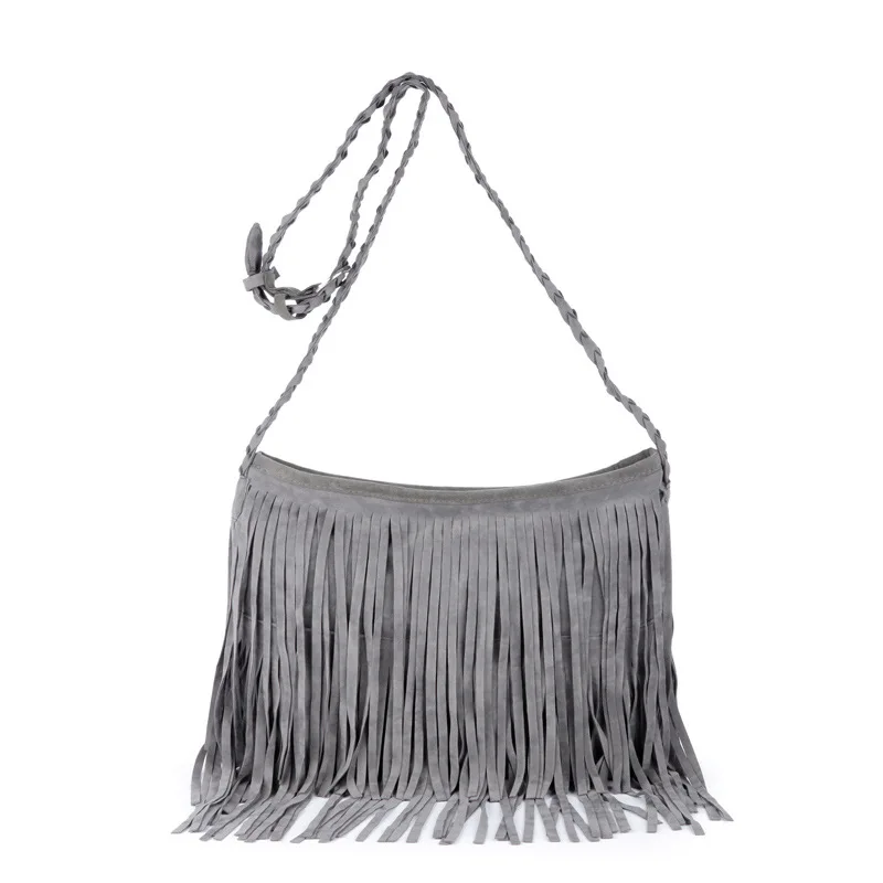 Fashion Retro Faux Suede Fringe Women Messenger Bags Tote New Handbag Tassel Shoulder Handbags Crossbody Bag Tassel Bucket