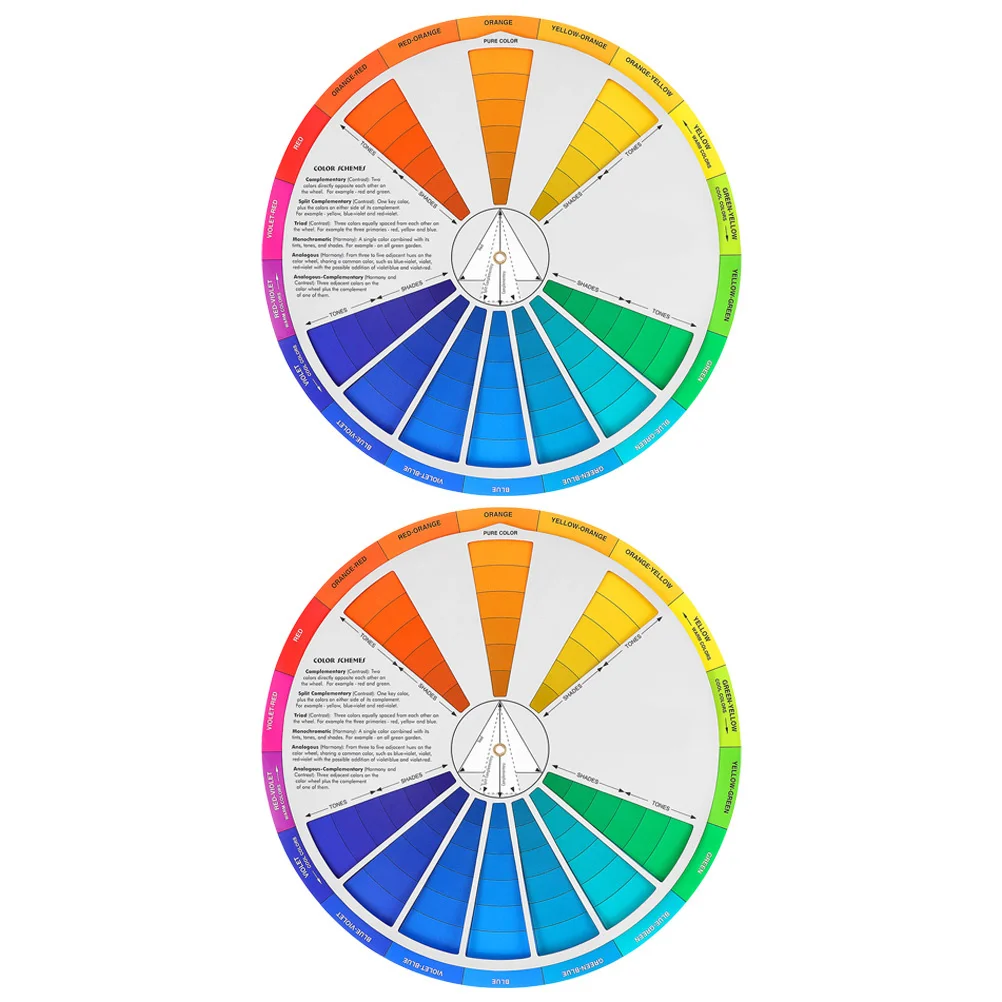 

2pcs Gradient Wheel For Painting Color Learning Chart Rotatable Mixing Guide Small Standard Color Card Art Class Teaching Tool