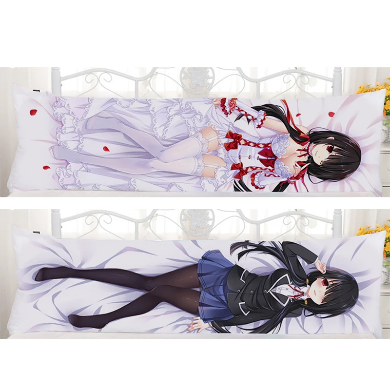 Funda de peluche Dakimakura Sexy Tokisaki Kurumi Kotori Itsuka con cita de Anime en vivo, almohada Otaku japonesa BMZP